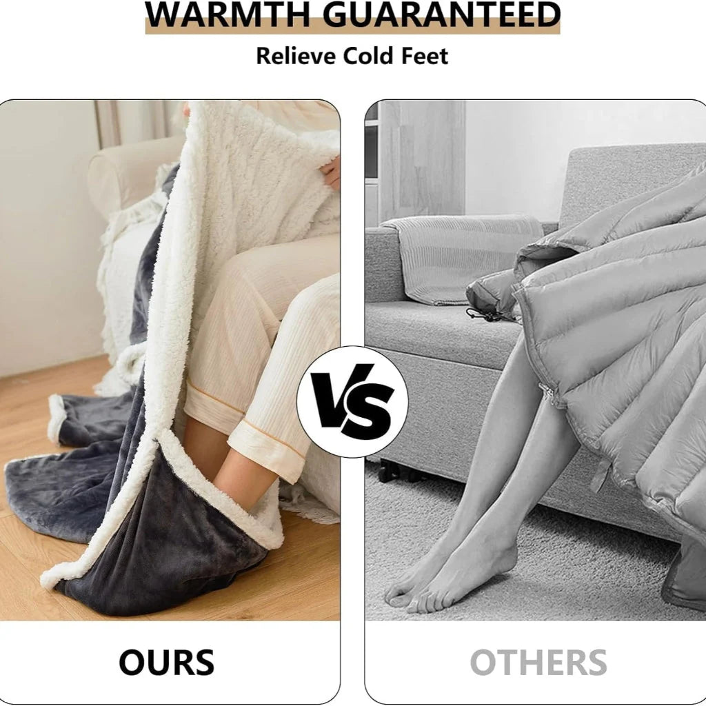 Wearable Heated Blanket Sherpa Fleece Sleeves & Foot Pockets
