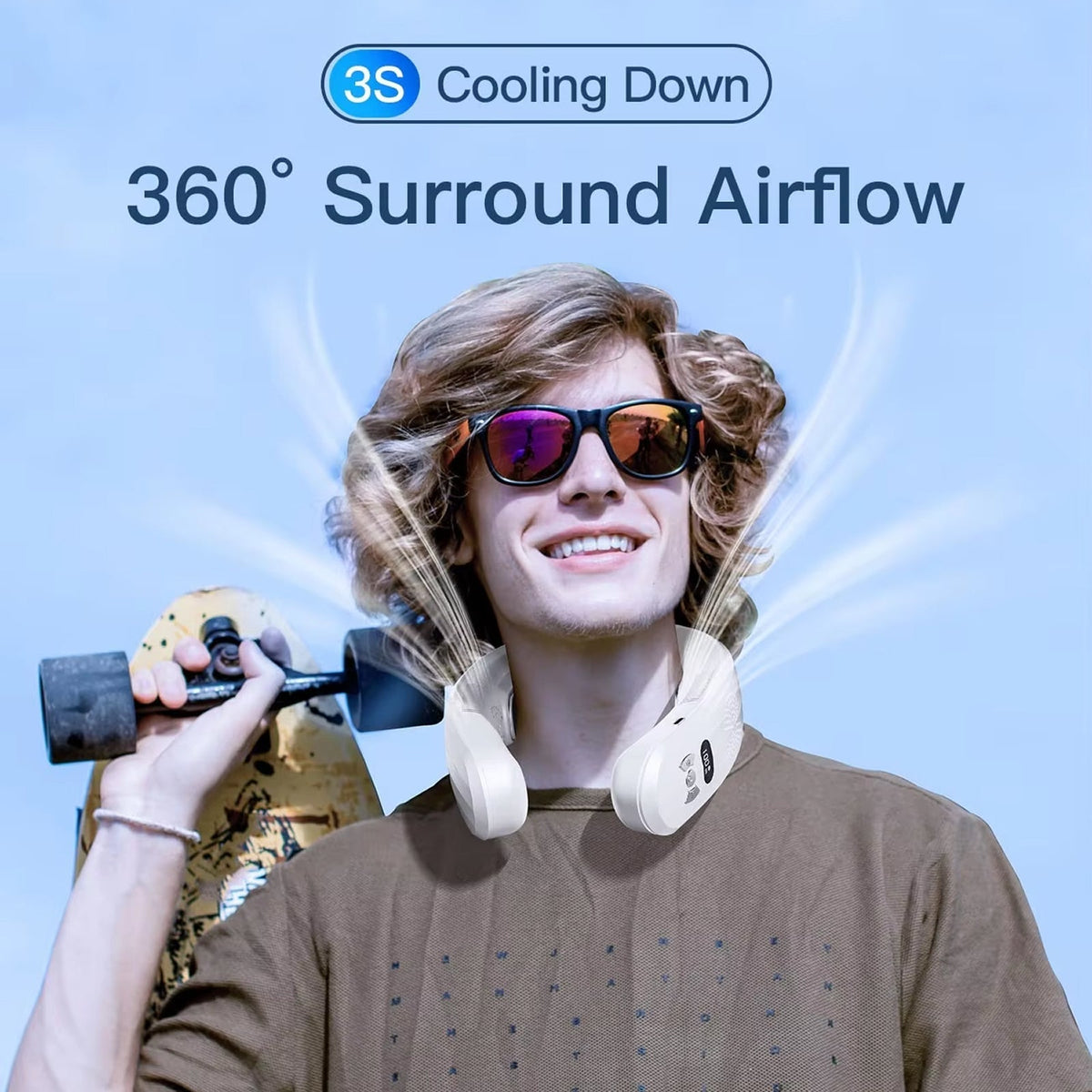 Wearable Neck Fan 360° Airflow Fast Cooling 8-Hour Battery