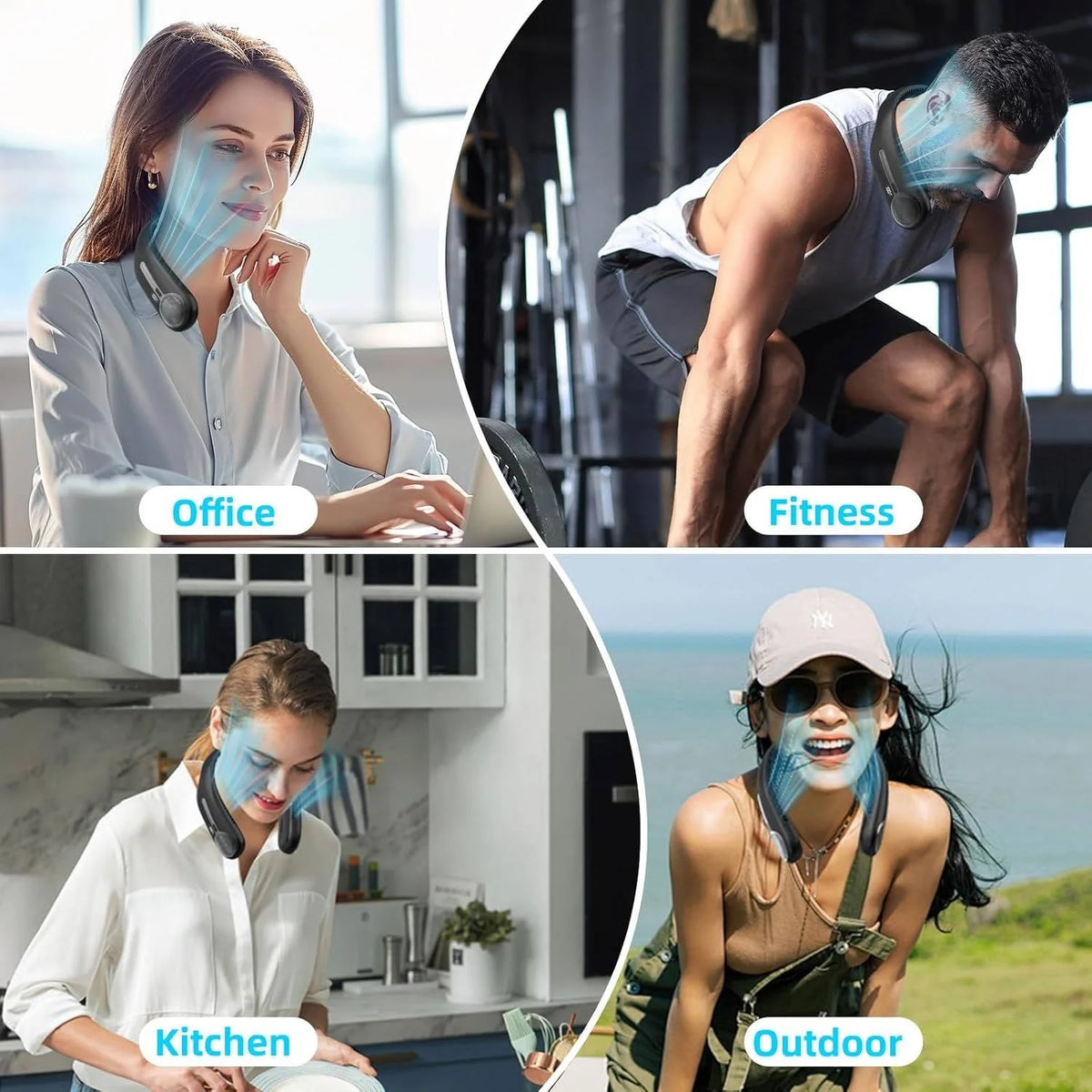 Wearable Neck Fan Bladeless Dual Brushless 360° Airflow 14-Hour