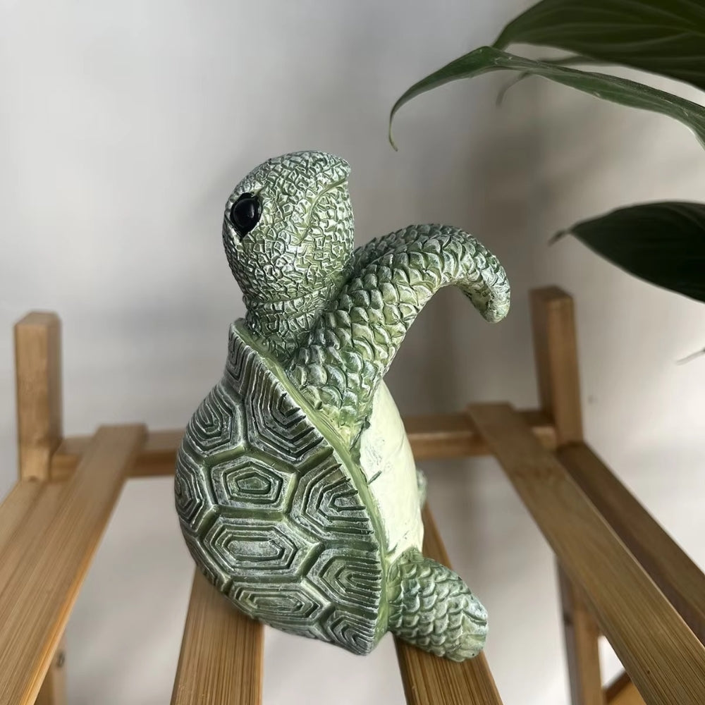 Weather-Resistant Resin Climbing Turtle Pot Hanger