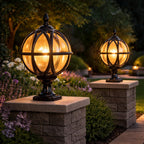 Weather-Resistant Vintage-Modern Aluminum & Glass Fence Post Light
