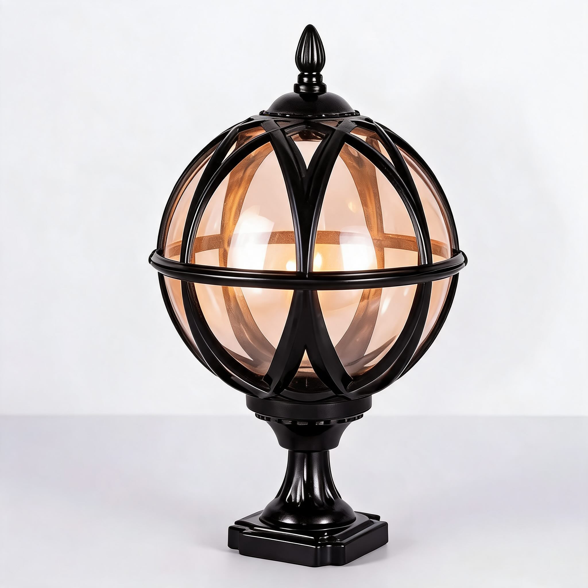 Weather-Resistant Vintage-Modern Aluminum & Glass Fence Post Light