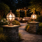 Weather-Resistant Vintage-Modern Aluminum & Glass Fence Post Light