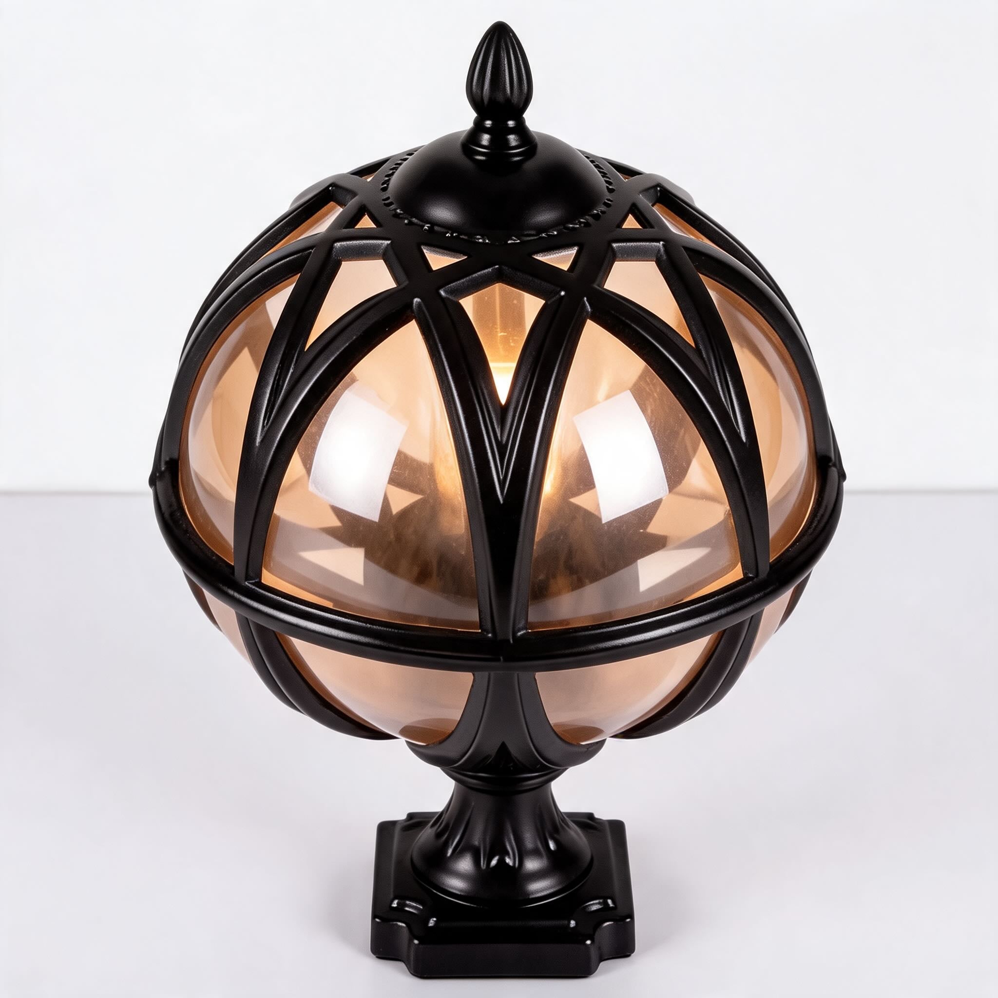 Weather-Resistant Vintage-Modern Aluminum & Glass Fence Post Light