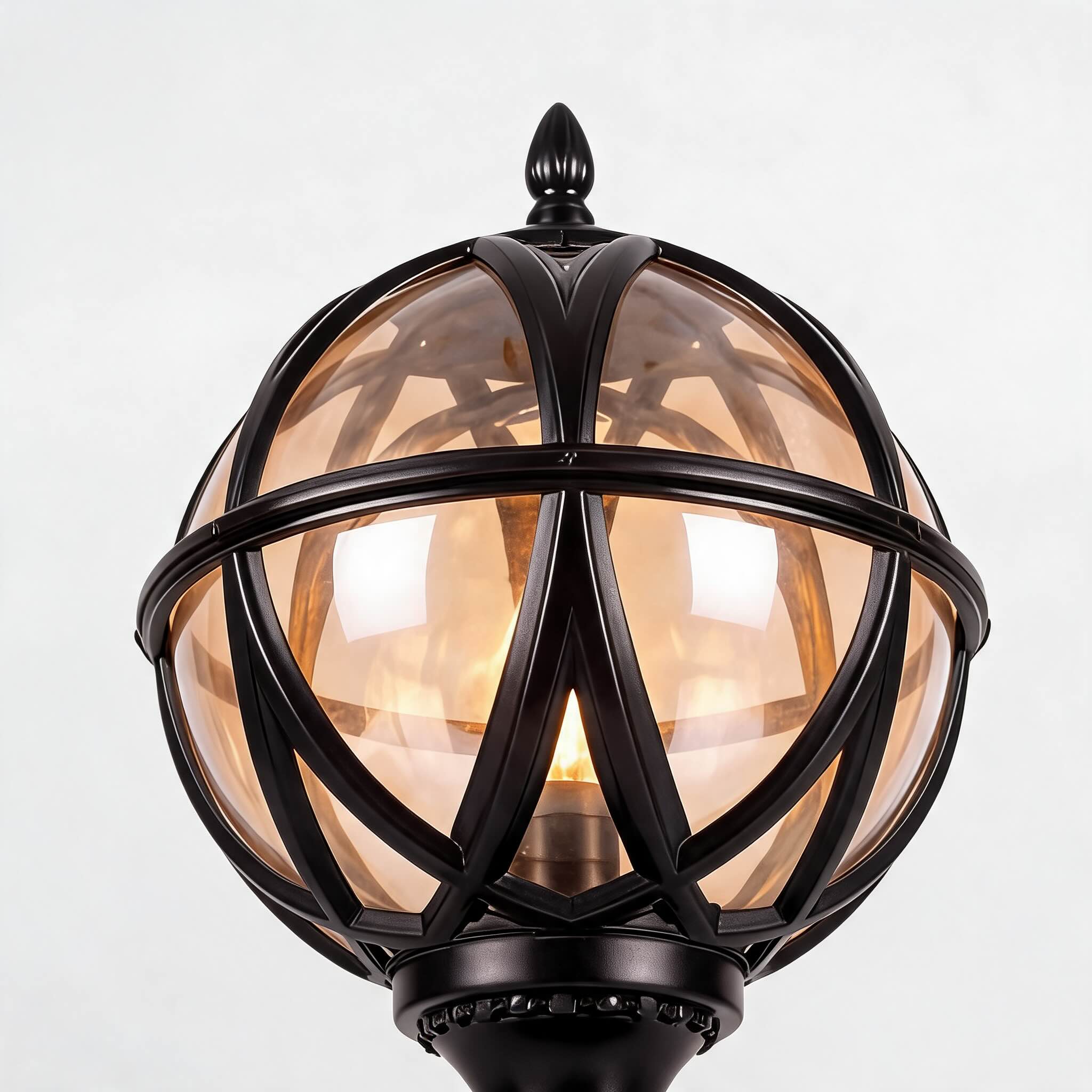 Weather-Resistant Vintage-Modern Aluminum & Glass Fence Post Light