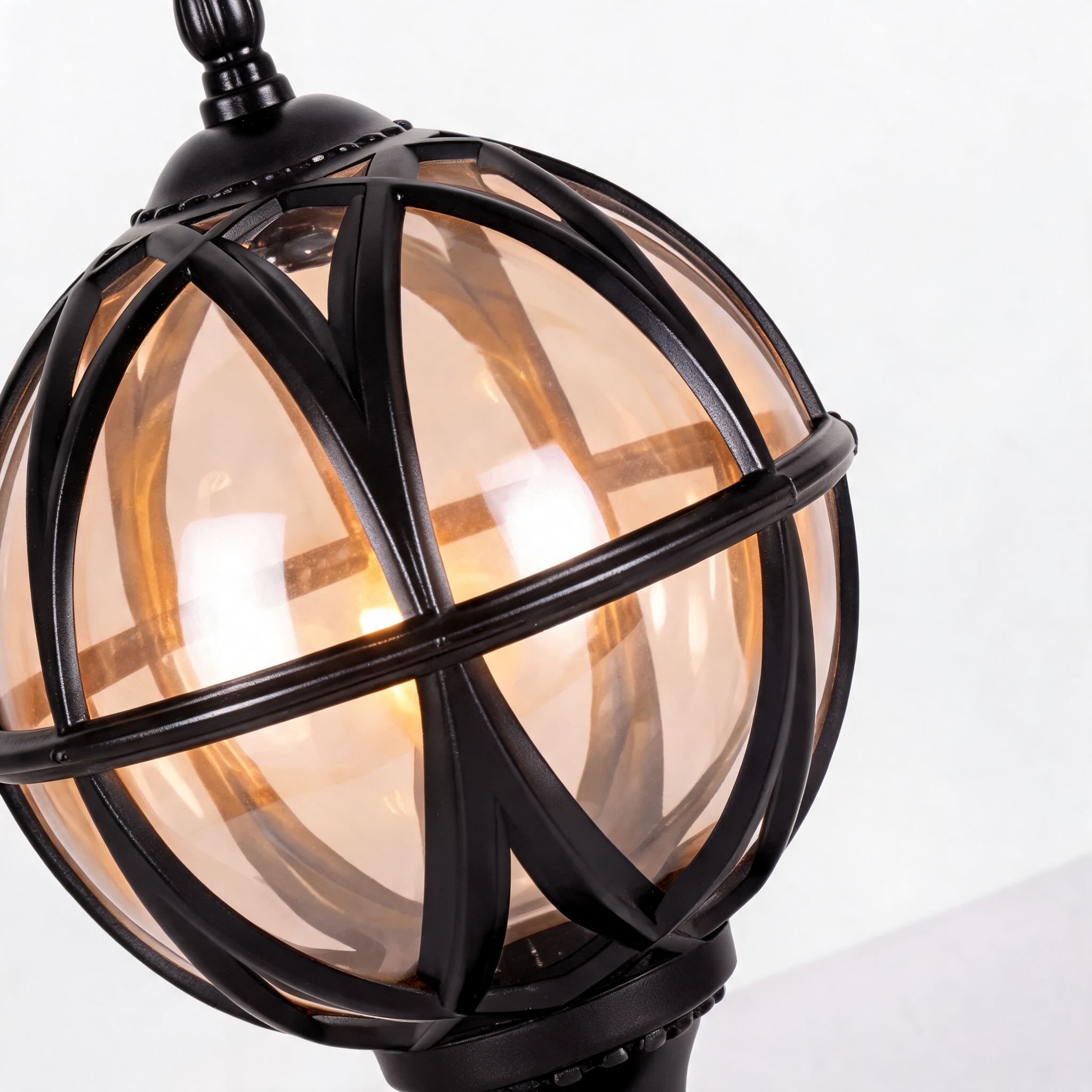 Weather-Resistant Vintage-Modern Aluminum & Glass Fence Post Light