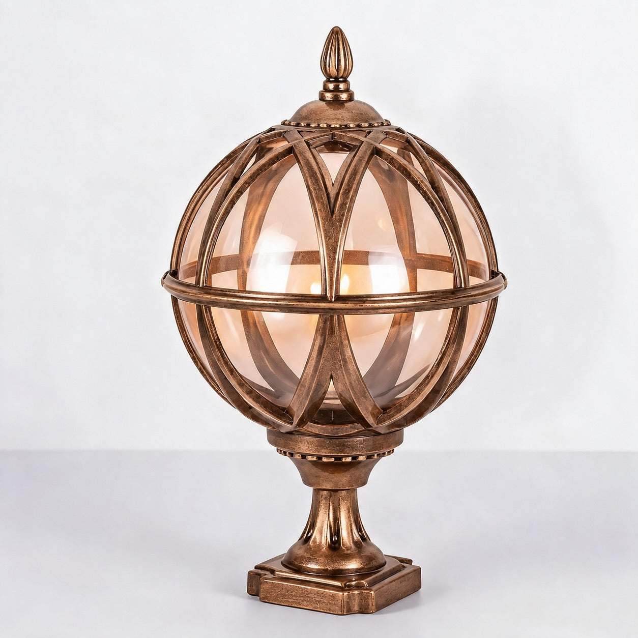Weather-Resistant Vintage-Modern Aluminum & Glass Fence Post Light