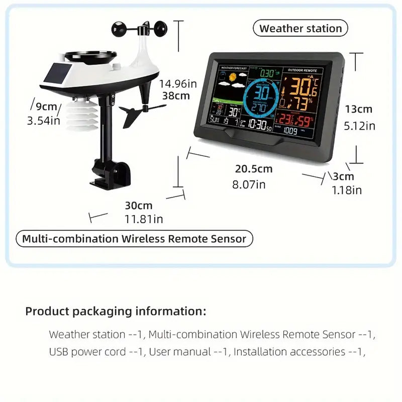 Weather Station Multi-Sensor Wireless USB Rechargeable
