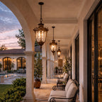 Weatherproof Adjustable Aluminum & Glass Outdoor Pendant Light