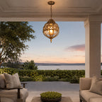 Weatherproof Aluminum Glass Globe Pendant Light (Adjustable Chain)