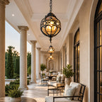 Weatherproof Aluminum Glass Globe Pendant Light (Adjustable Chain)