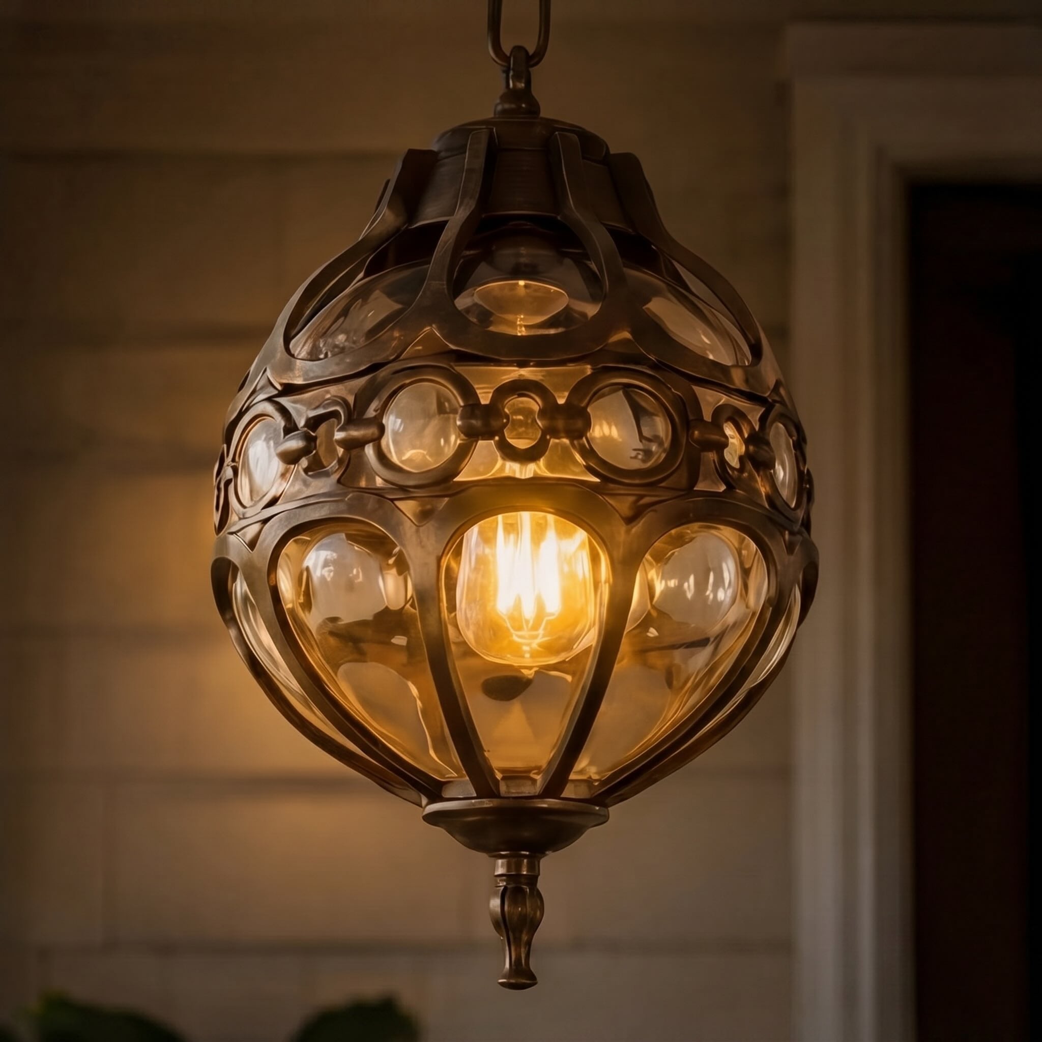 Weatherproof Aluminum Glass Globe Pendant Light (Adjustable Chain)