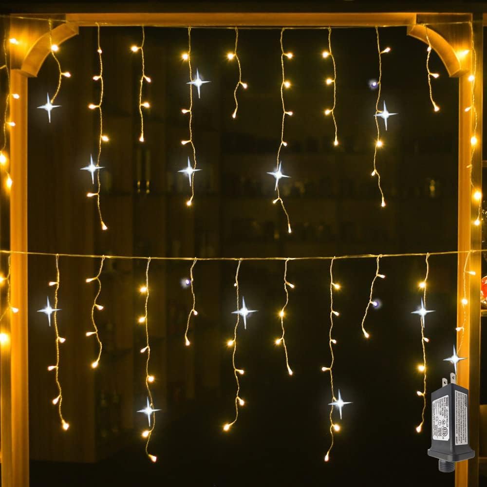 Weatherproof Twinkling LED Curtain Lights (Expandable)
