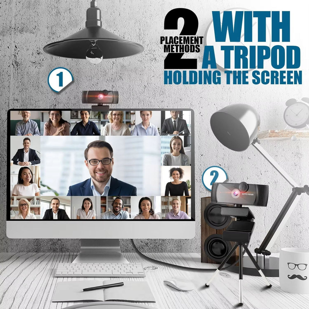 Webcam 4K Ultra-HD 120° Wide-Angle Dual Noise-Reducing Microphones