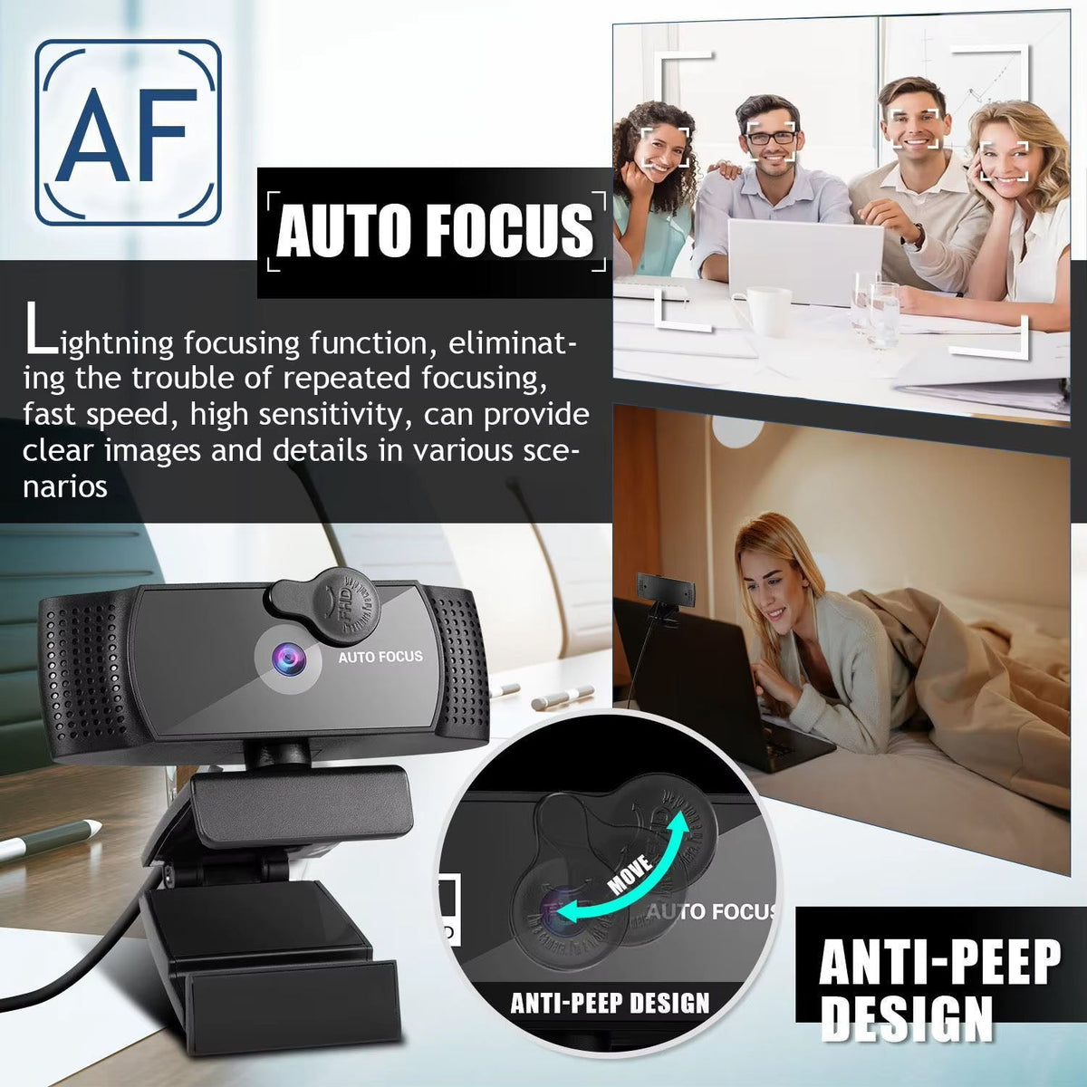 Webcam 4K Ultra-HD 120° Wide-Angle Dual Noise-Reducing Microphones