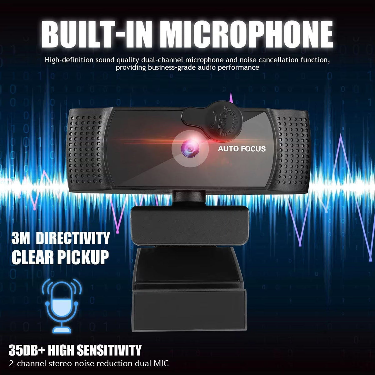 Webcam 4K Ultra-HD 120° Wide-Angle Dual Noise-Reducing Microphones