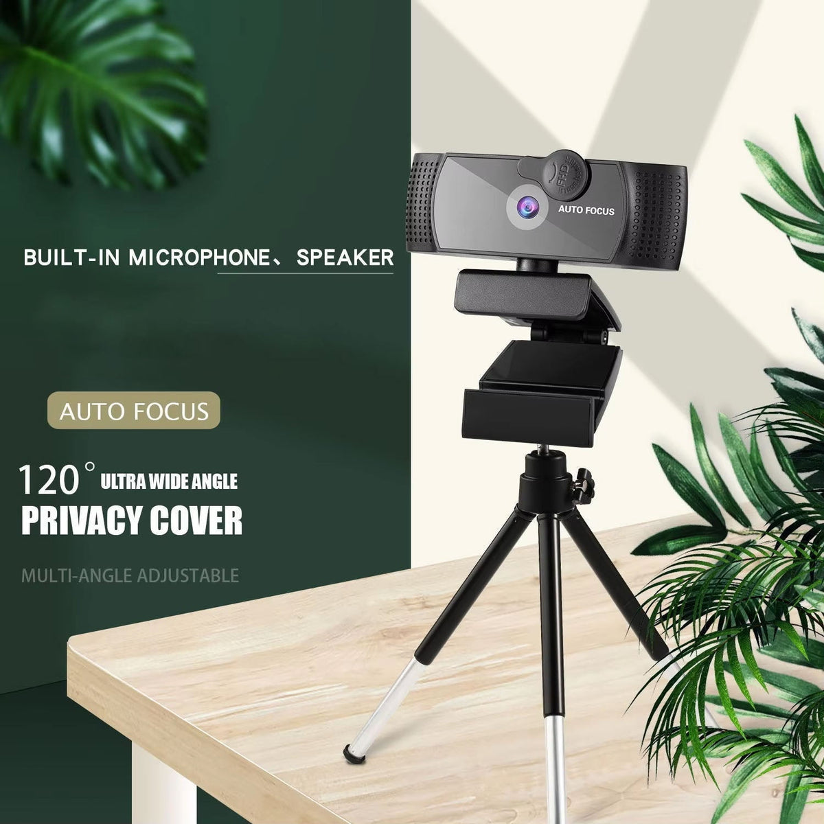 Webcam 4K Ultra-HD 120° Wide-Angle Dual Noise-Reducing Microphones