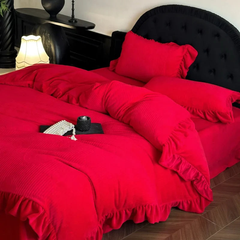 Wedding Bedding Set Milk Fiber Woven Fade-Resistant 4 Piece