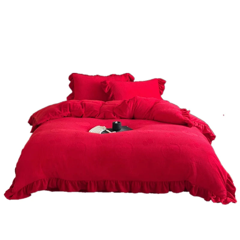 Wedding Bedding Set Milk Fiber Woven Fade-Resistant 4 Piece