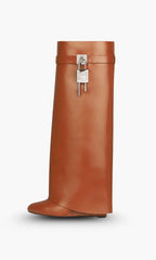 Wedge Boots Slip-On Hidden 3.5-Inch Vegan Leather