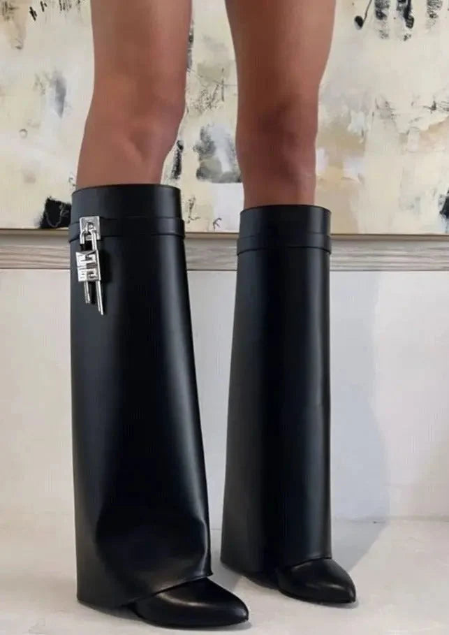 Wedge Boots Slip-On Hidden 3.5-Inch Vegan Leather