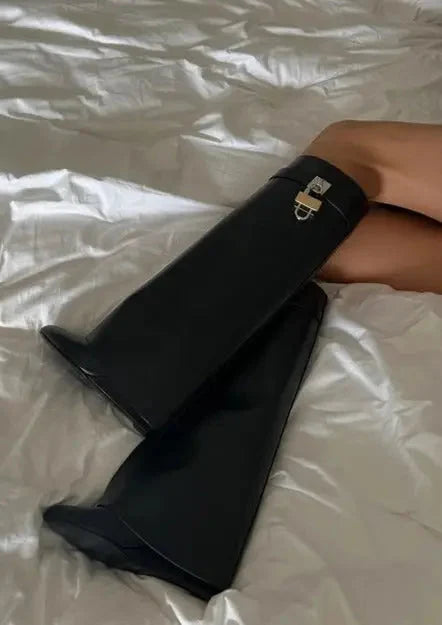 Wedge Boots Slip-On Hidden 3.5-Inch Vegan Leather