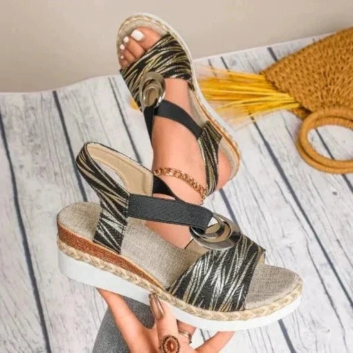 Wedge Sandals Breathable Slip-On Cushioned Insole & Arch Support