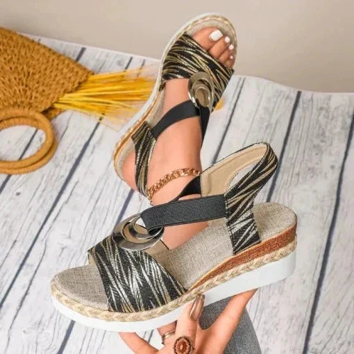 Wedge Sandals Breathable Slip-On Cushioned Insole & Arch Support