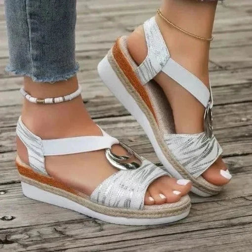 Wedge Sandals Breathable Slip-On Cushioned Insole & Arch Support