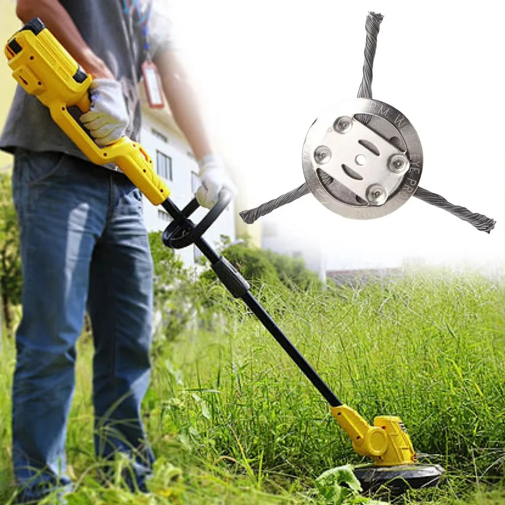 Weed Brush Attachment Rotating Steel Wires Universal Fit