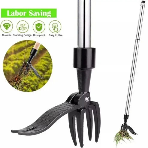 Weed Puller Stand-Up 4-Prong Foot Pedal