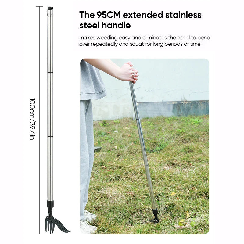 Weed Puller Stand-Up Stainless Steel Detachable Handle