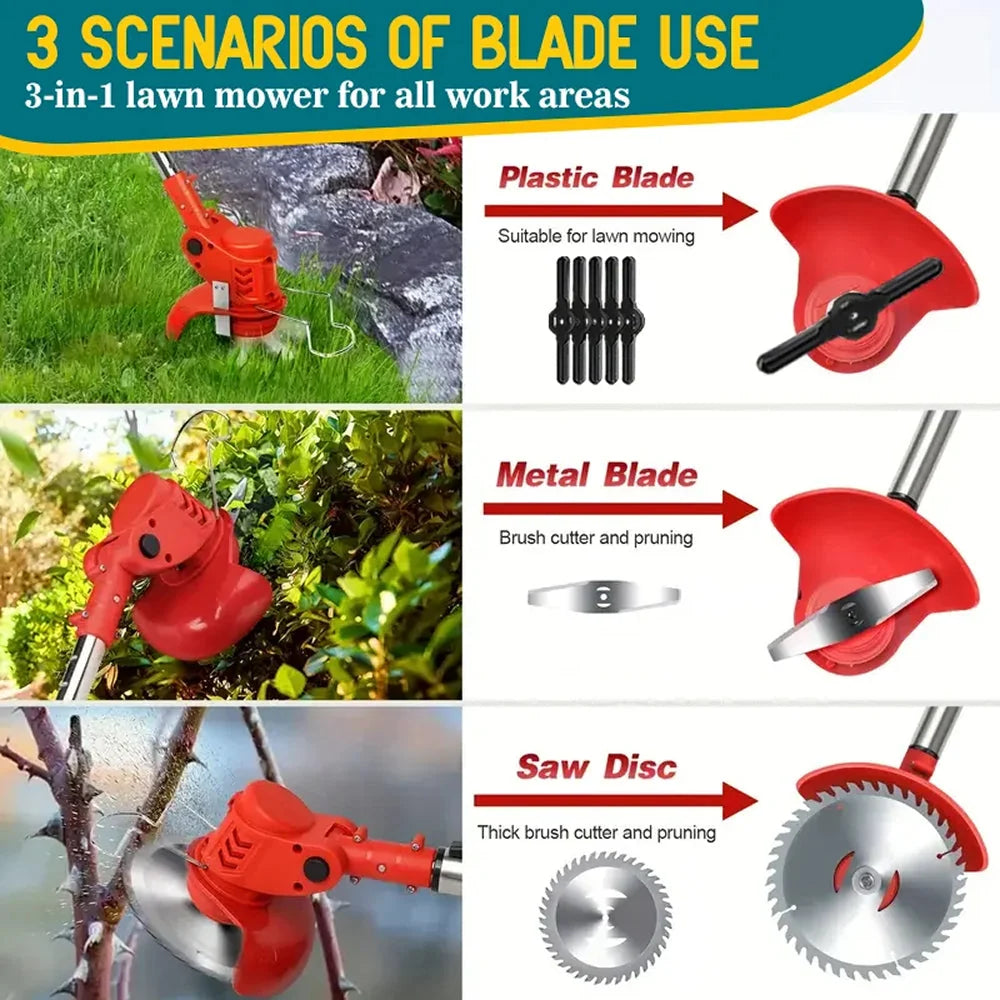 Weed Trimmer Cordless Brushless 3-In-1 Blades