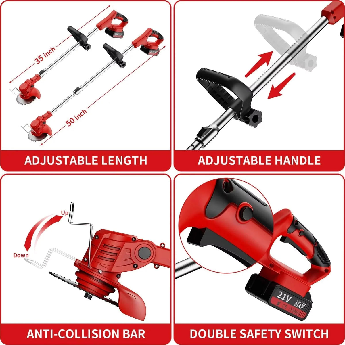 Weed Trimmer Cordless Brushless 3-In-1 Blades
