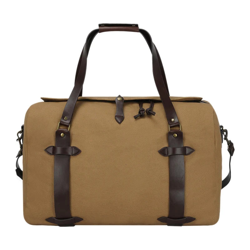 Weekender Bag Canvas Leather Accents Padded Adjustable Handles