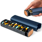 Weekly Pill Organizer Aluminum & Wood 7 Compartments