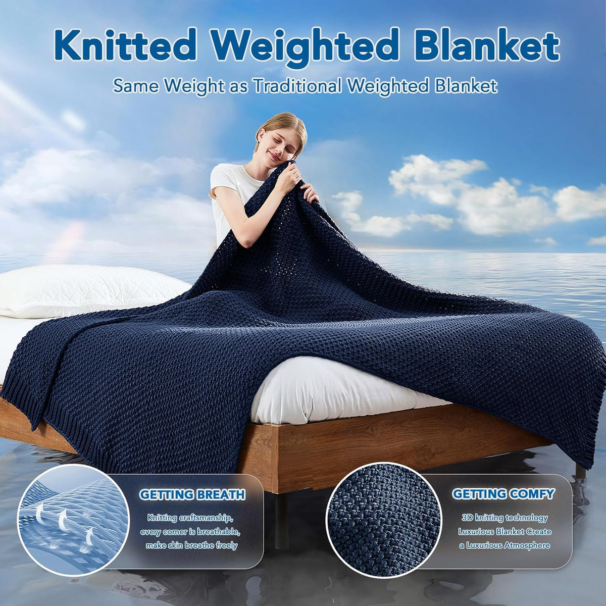 Weighted Blanket Knitted Cooling Microfiber Even Weight