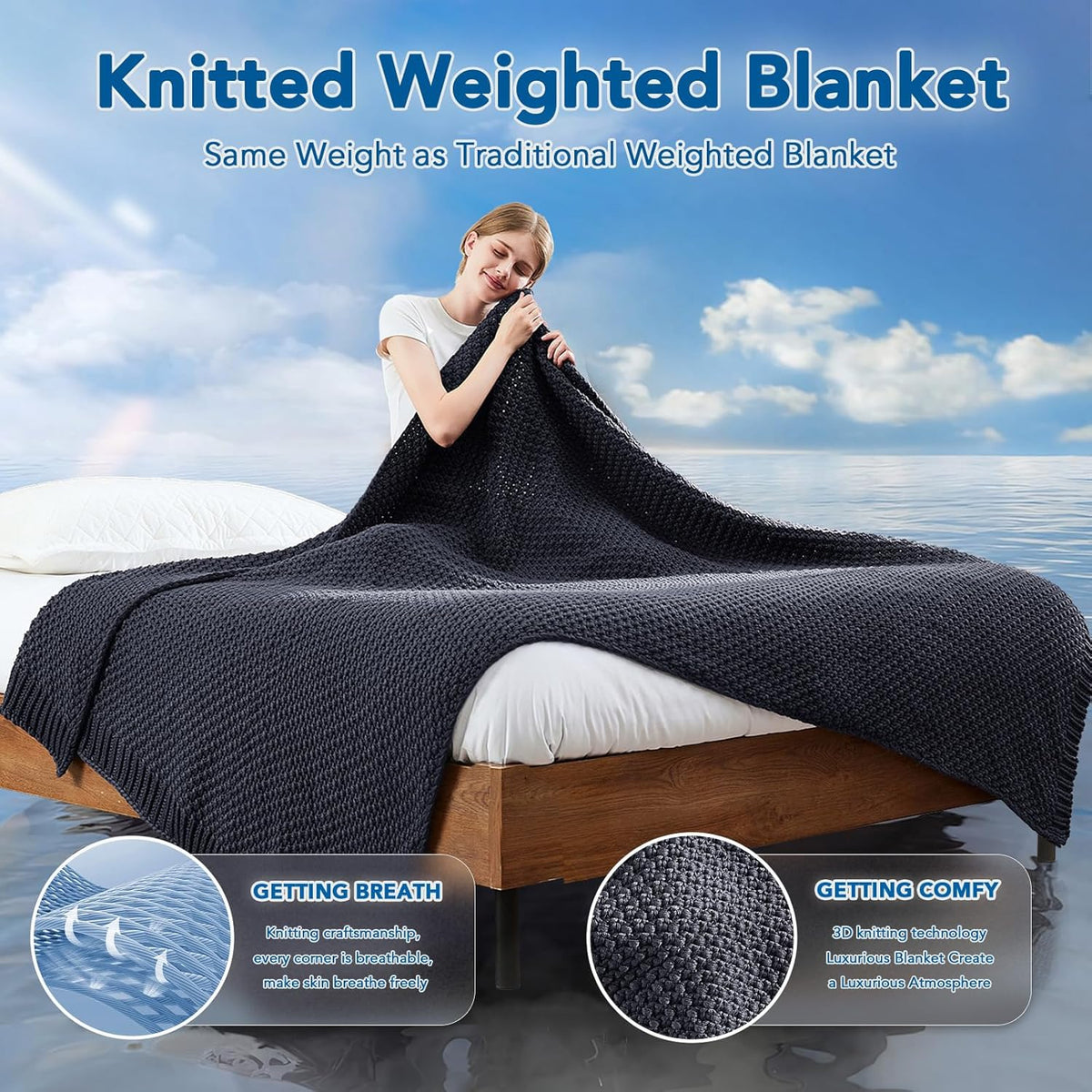 Weighted Blanket Knitted Cooling Microfiber Even Weight
