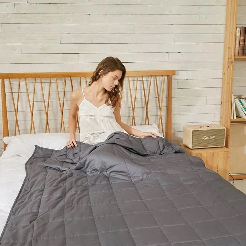 Weighted Blanket Quilted Breathable Cotton Machine Washable