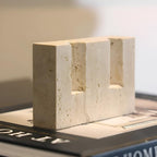 Weighted Natural Travertine Dual Taper Candle Stand