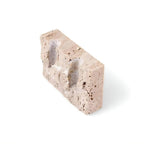Weighted Natural Travertine Dual Taper Candle Stand