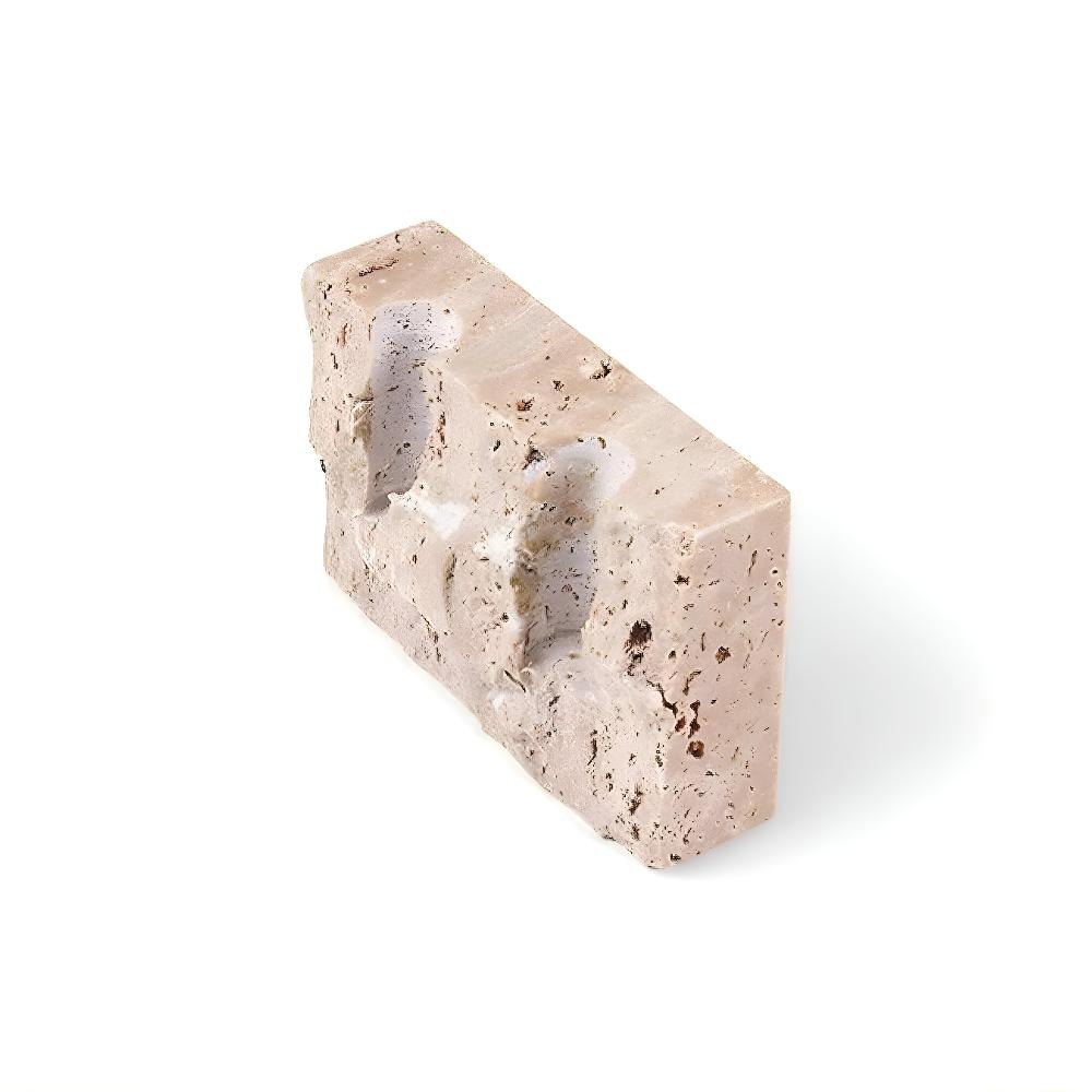 Weighted Natural Travertine Dual Taper Candle Stand