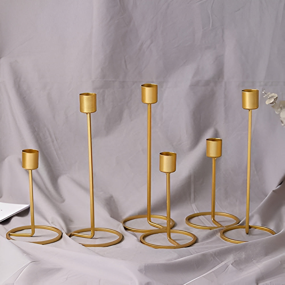 Weighted Radiant Gold Metal Candlestick Stand