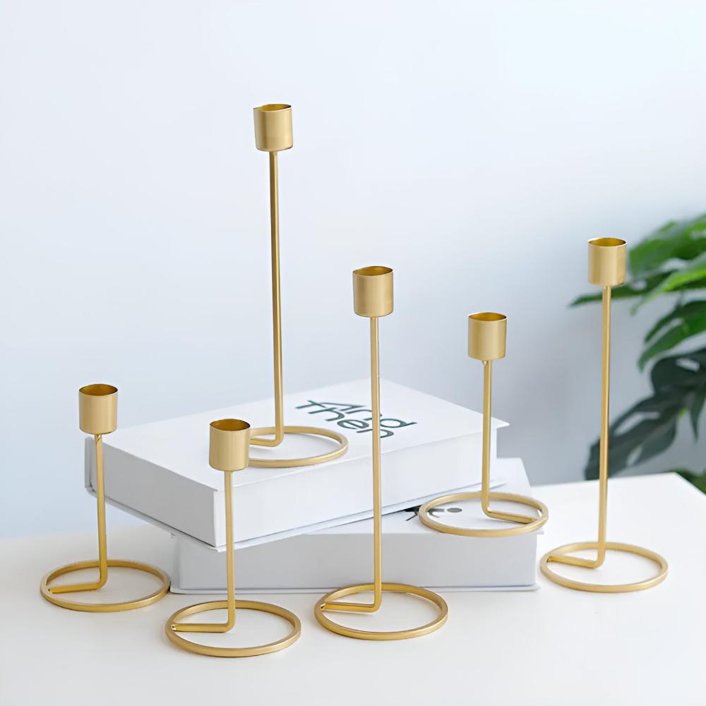 Weighted Radiant Gold Metal Candlestick Stand