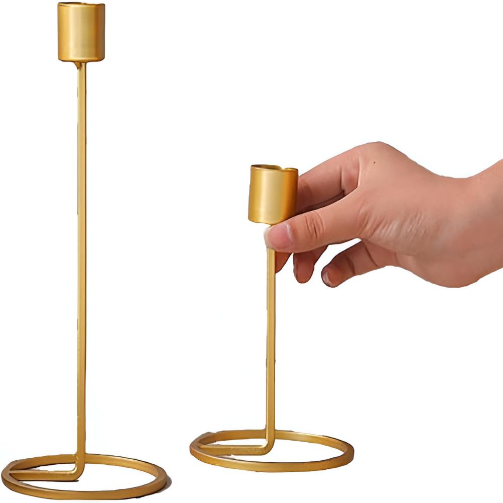 Weighted Radiant Gold Metal Candlestick Stand
