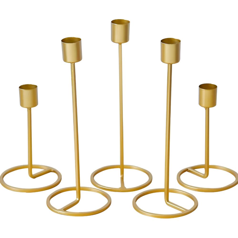 Weighted Radiant Gold Metal Candlestick Stand