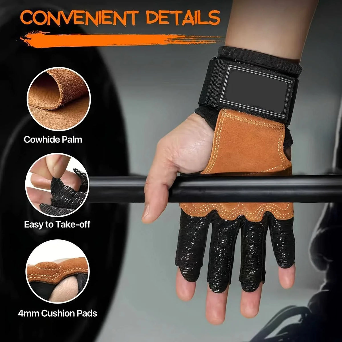 Weightlifting Gloves Non-Slip Palm & Adjustable Wrist Support