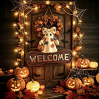 Welcome Sign Ghost Motif Weatherproof Integrated Bell