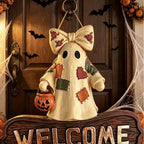 Welcome Sign Ghost Motif Weatherproof Integrated Bell