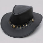 Western Hat Genuine Leather Shapeable Brim & Adjustable Chin Strap